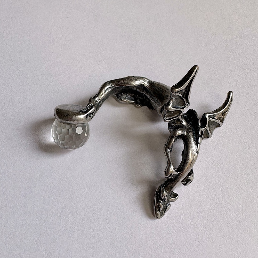 Silver Pewter Dragon Ear Cuff Stud Earring NWOT